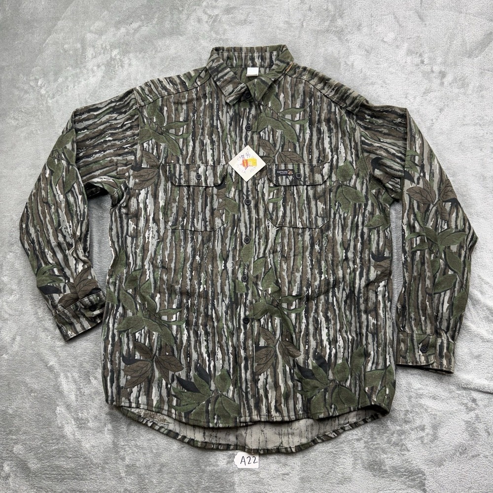 Vintage Rattlers Brand Shirt Mens XL Realtree Camo Long Sleeve Button Up Hunting
